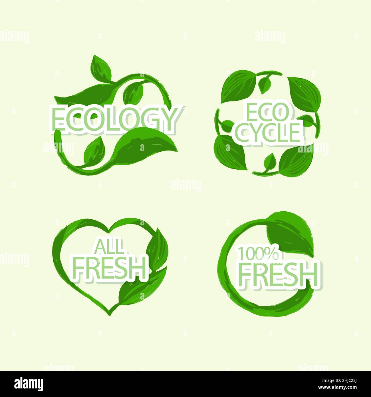 Hand drawn ecology badges Vector illustration Stock Vector Image & Art ...