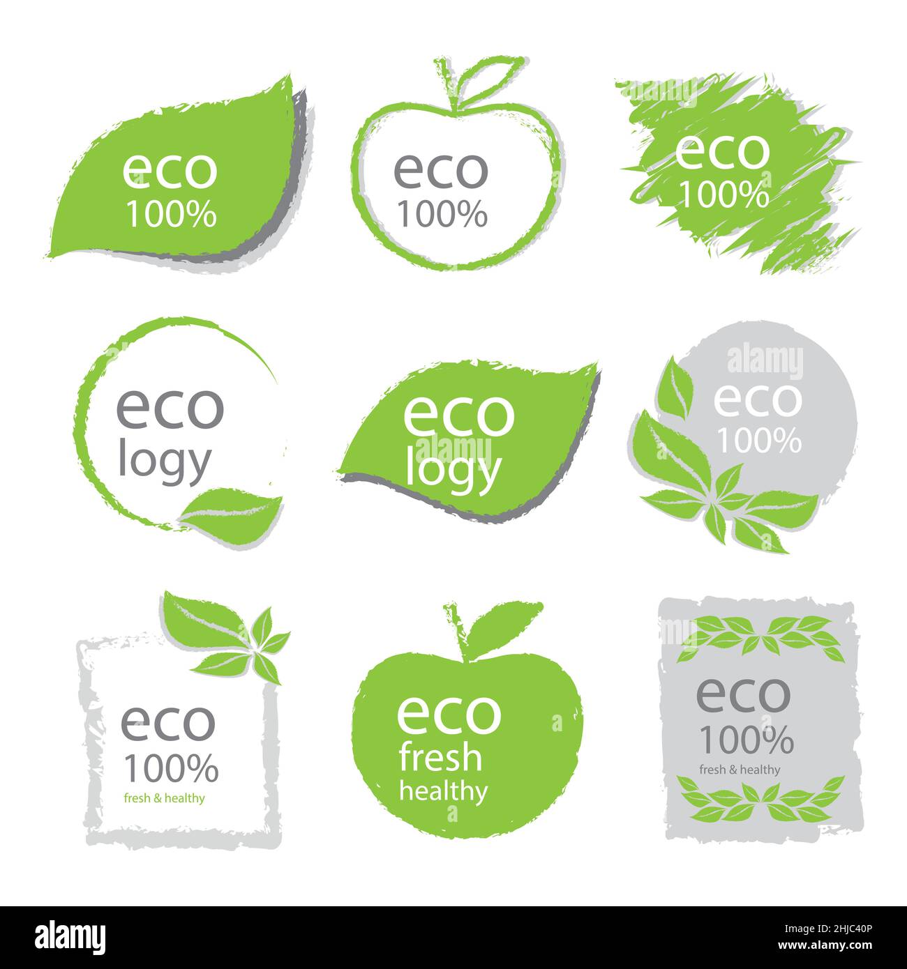 Hand drawn eco badge set Vector illustration Stock Vector Image & Art ...