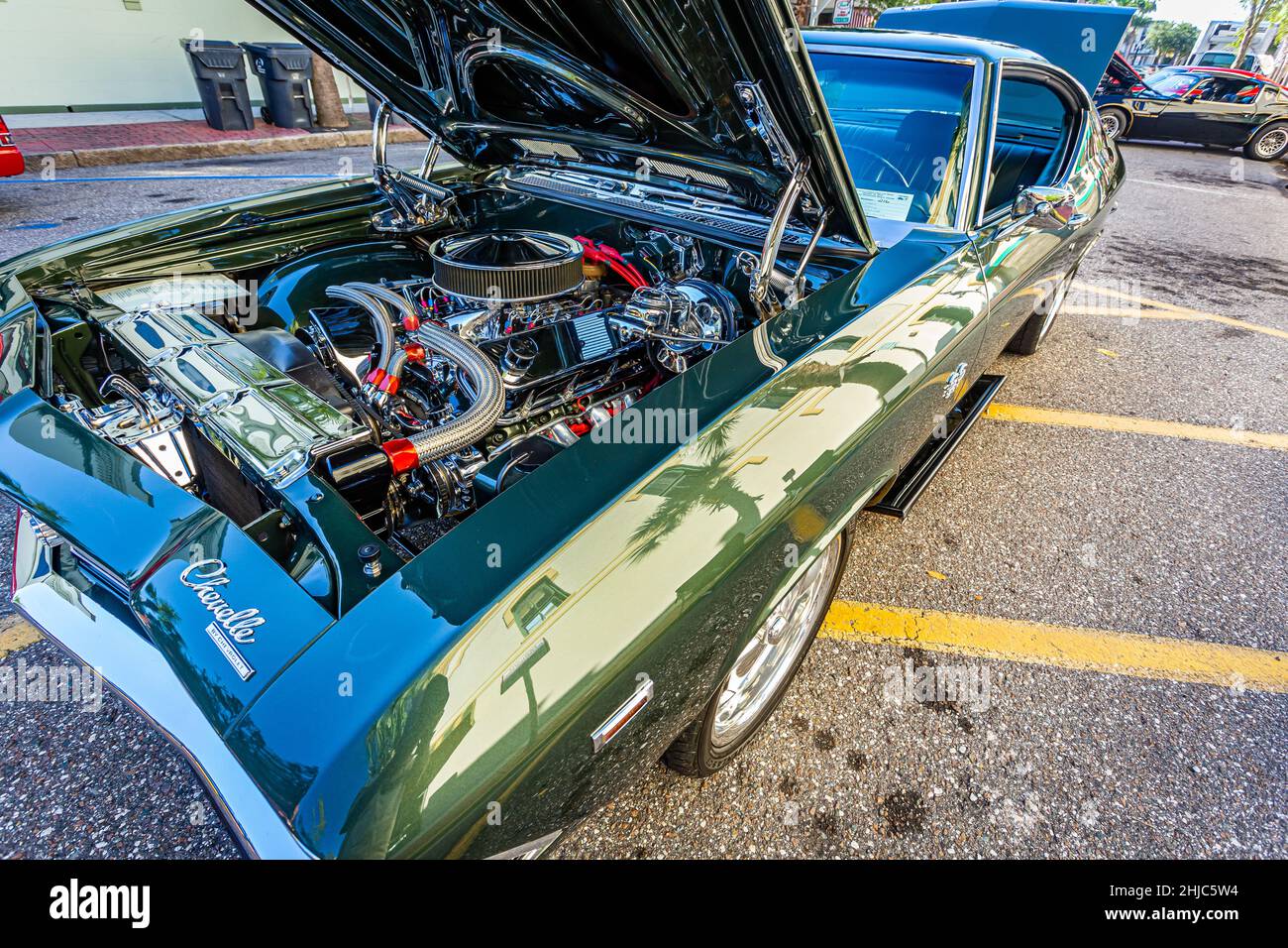 Fernandina Beach, FL - October 18, 2014: Wide angle front corner view of a 1969 Chevrolet Chevelle SS 396 Coupe at a classic car show in Fernandina Be Stock Photo