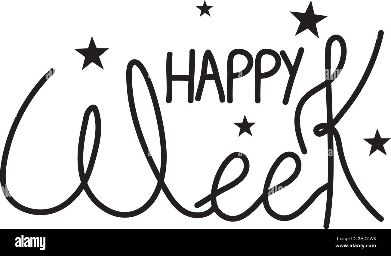 happy week lettering design on white background Stock Vector Image ...