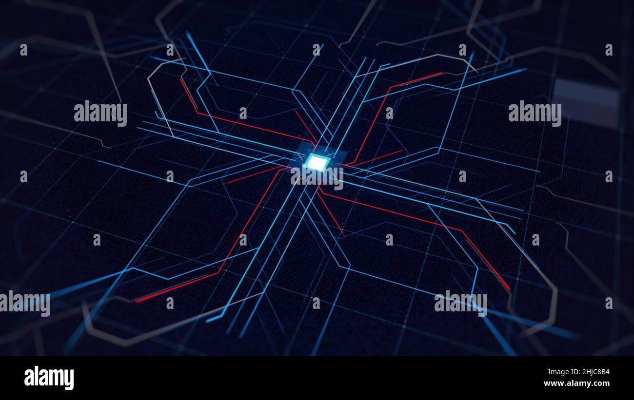 futuristic ai algorithm and machine learning process... Digitalization of a futuristic artificial intelligence. Colorful ...