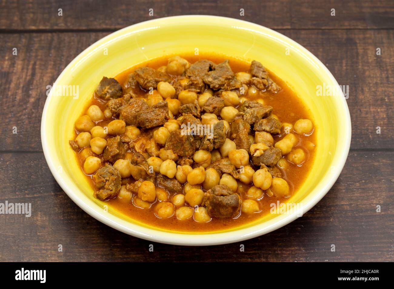 Traditional delicious Turkish foods; Turkish Food Chickpeas with Meat. Turkish name; Etli nohut Stock Photo