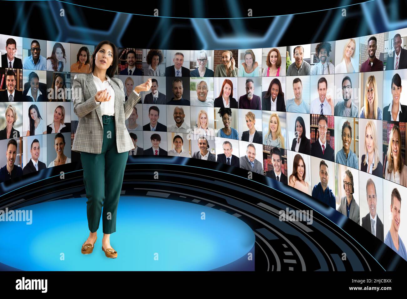 Virtual Event Conference Or Convention. Online Speaker Seminar Stock