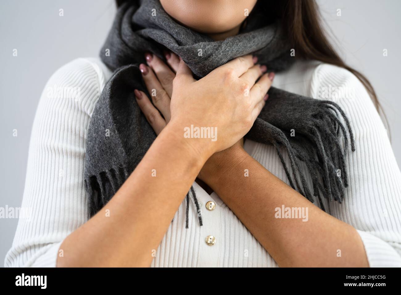 Female Patient With Bronchitis Disease And Illness Stock Photo