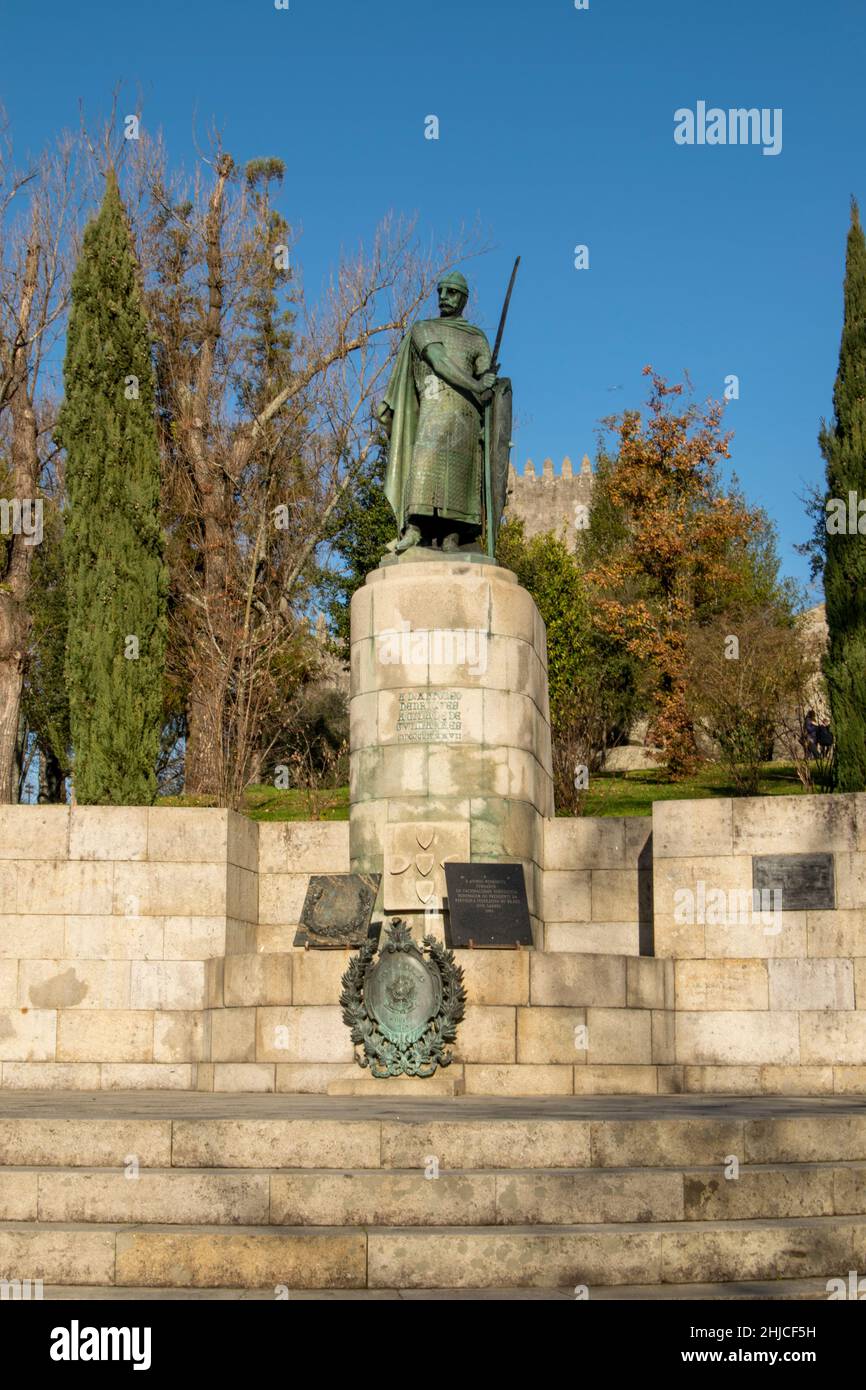 Don Afonso Henriques king of Portugal in Guimarães historic town Stock Photo