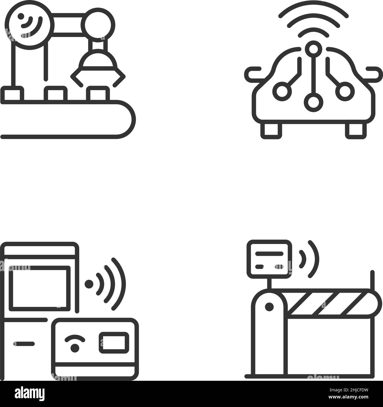 Wireless technologies pixel perfect linear icons set Stock Vector