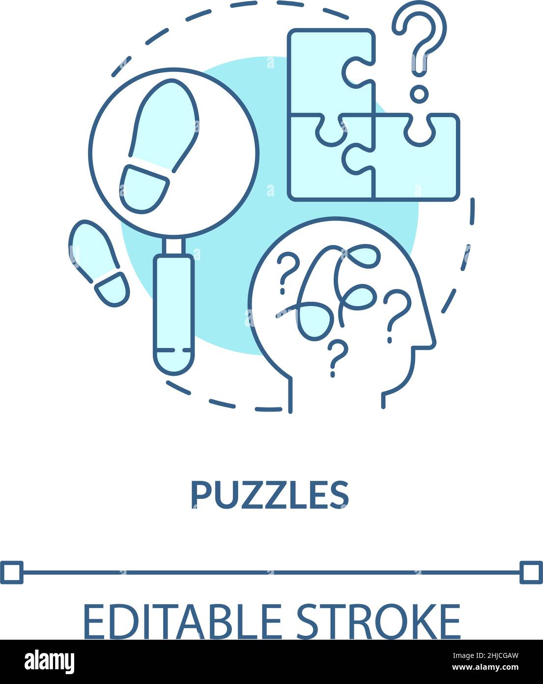 Puzzles turquoise concept icon Stock Vector