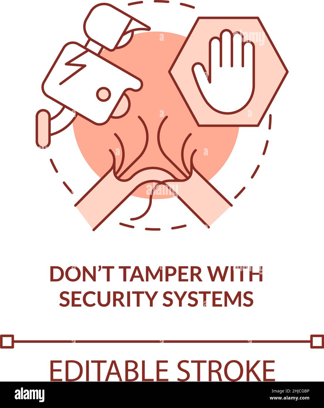 Dont tamper with security system terracotta concept icon Stock Vector ...