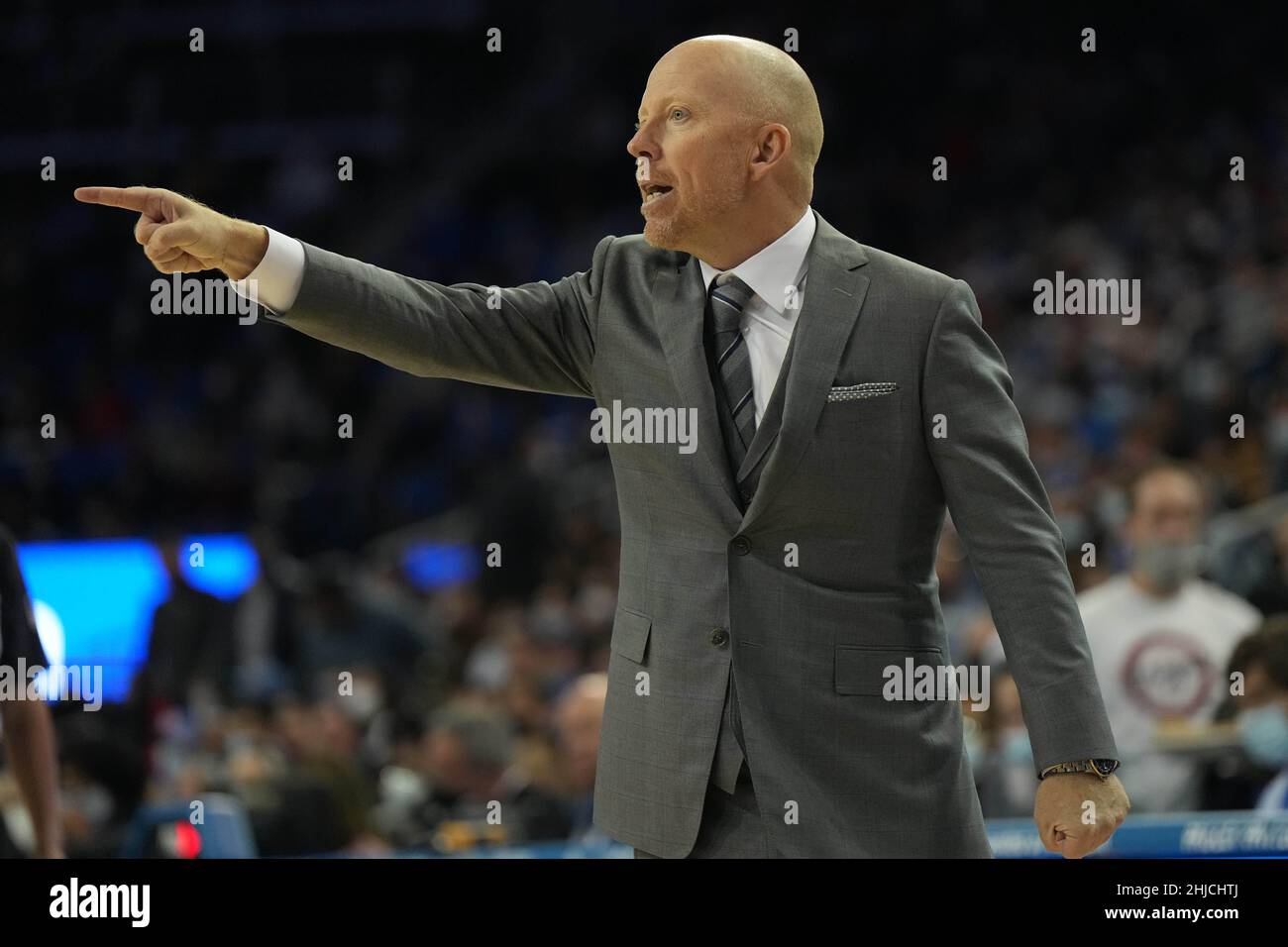 UCLA Bruins head coach Mick Cronin reacts against the Arizona Wildcats in  the second half during an NCAA college basketball game, Tuesday, Jan. 25,  2022, in Los Angeles. UCLA defeated Arizona 75-59. (
