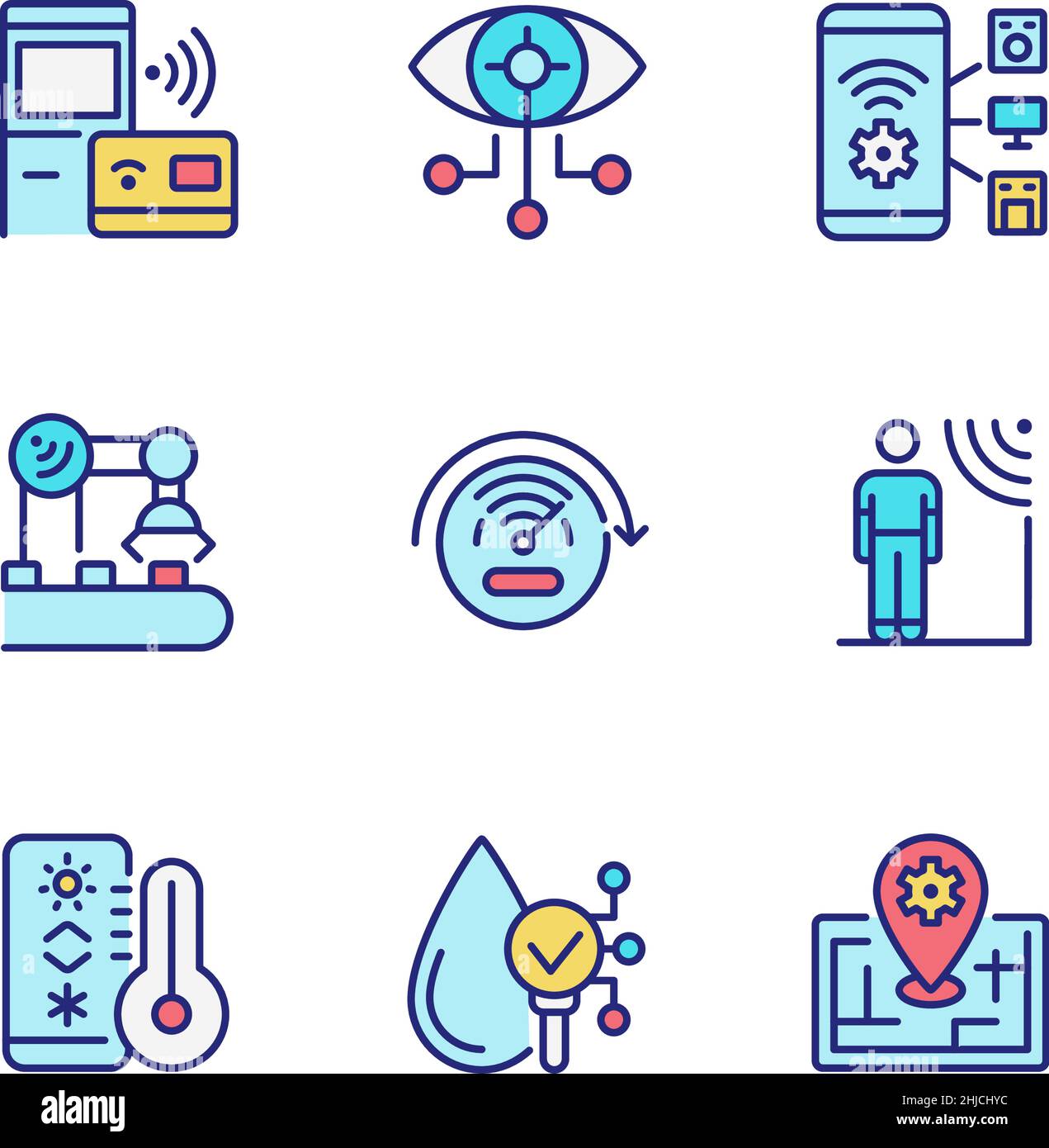 Innovative technology pixel perfect RGB color icons set Stock Vector ...