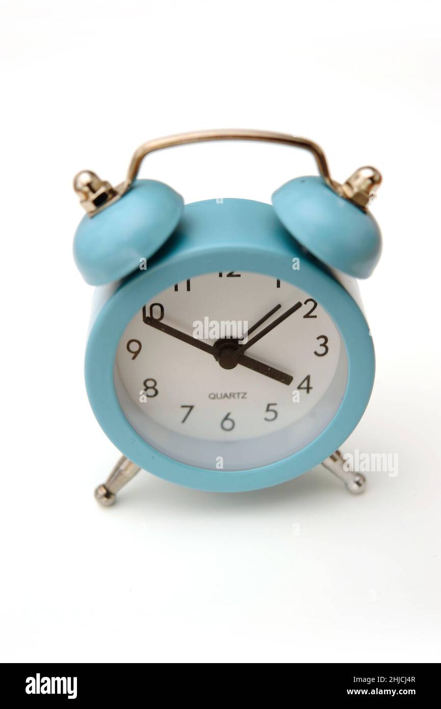 blue alarm clock retro isolated Stock Photo Alamy