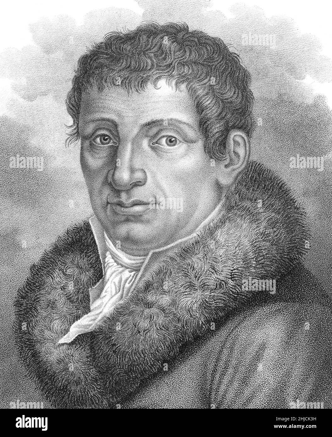 Joseph-Louis Lagrange (1736-1813), also known as Giuseppe Luigi Lagrangia, Italian-French mathematician and astronomer who made significant contributions to the fields of analysis, number theory, and both classical and celestial mechanics. Stipple etching and engraving by Luigi Rados after a drawing by Roberto Focosi, circa 1827. Stock Photo