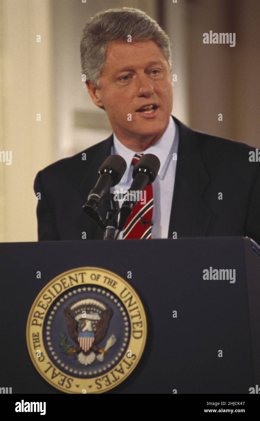President Bill Clinton at the White House in 1993. Stock Photo