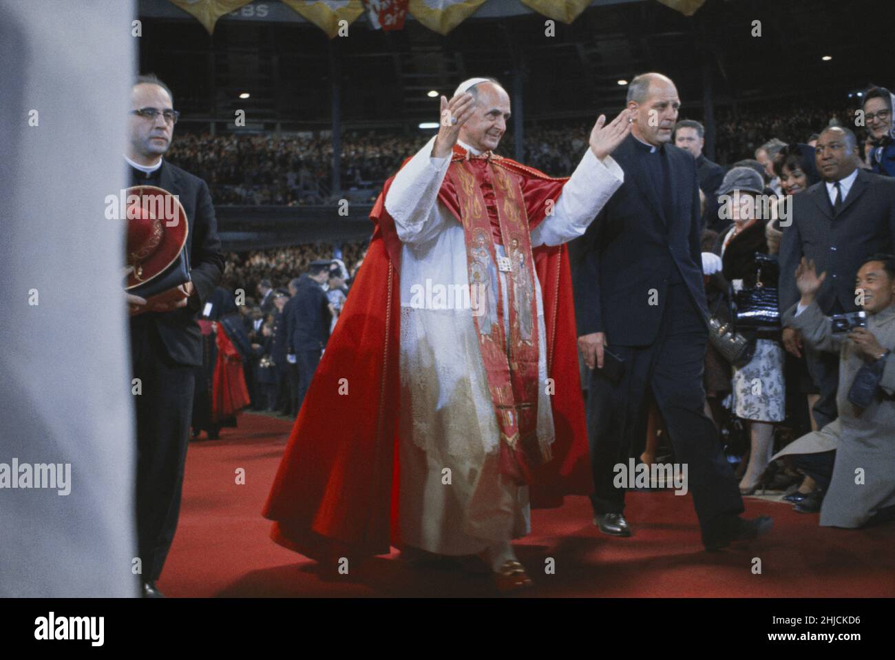 Pope Paul VI visits Yankee Stadium, New York City, 1970s. Stock Photo