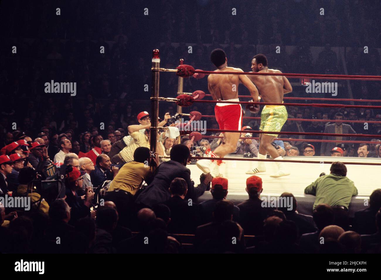 Fight of the century. Muhammed Ali vs Joe Fraizer. Joe Frazier won. Madison Square Garden, New York City, 1971. Stock Photo