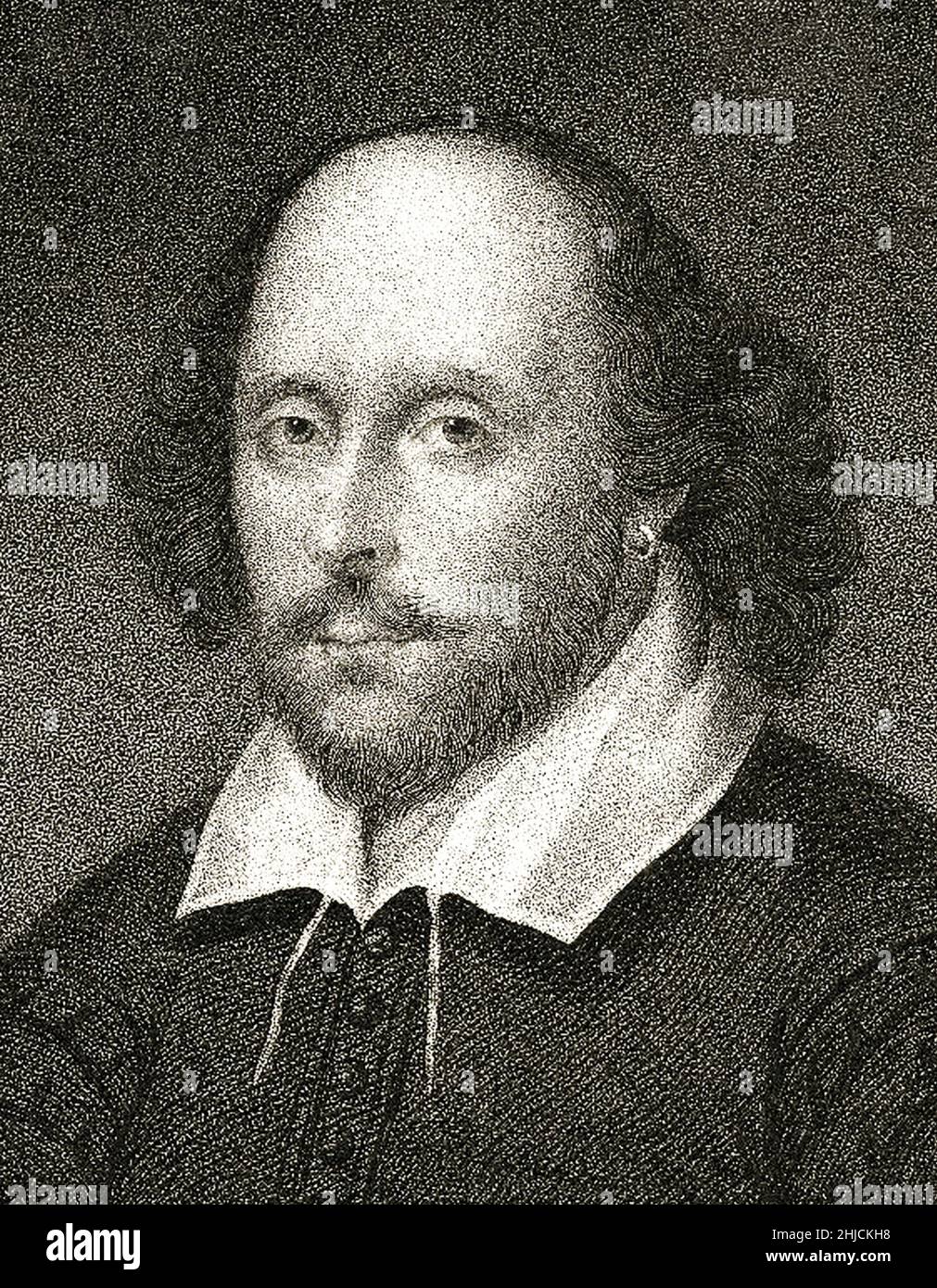 Shakespeare by John Cochran, 19th century printmaker. William Shakespeare (1564 - 1616) was a famous English poet and important playwright, regarded as the greatest writer in the English language, and remaining influential for centuries. Stock Photo