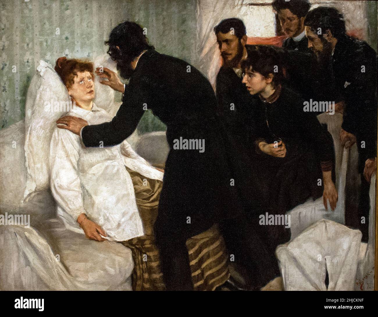 Hypnotic s√©ance, an oil painting from 1887 by Richard Bergh (1858‚Äì1919). Stock Photo