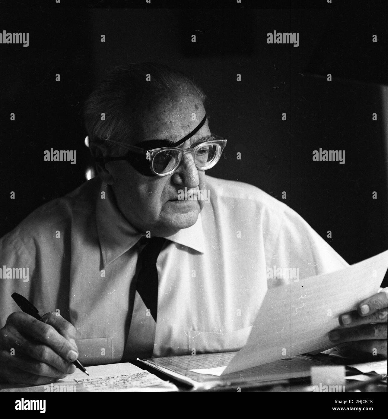 Fritz Lang (1890-1976) in Beverly Hills, 1965. Lang was a Austrian filmmaker, screenwriter, and occasional film producer and actor. One of the best known √©migr√©s from Germany's school of Expressionism, he was dubbed the 'Master of Darkness' by the British Film Institute. His most famous films include the groundbreaking Metropolis (the world's most expensive silent film at the time of its release), and M, made before he moved to the United States, which is considered the precursor to the film noir genre. Stock Photo
