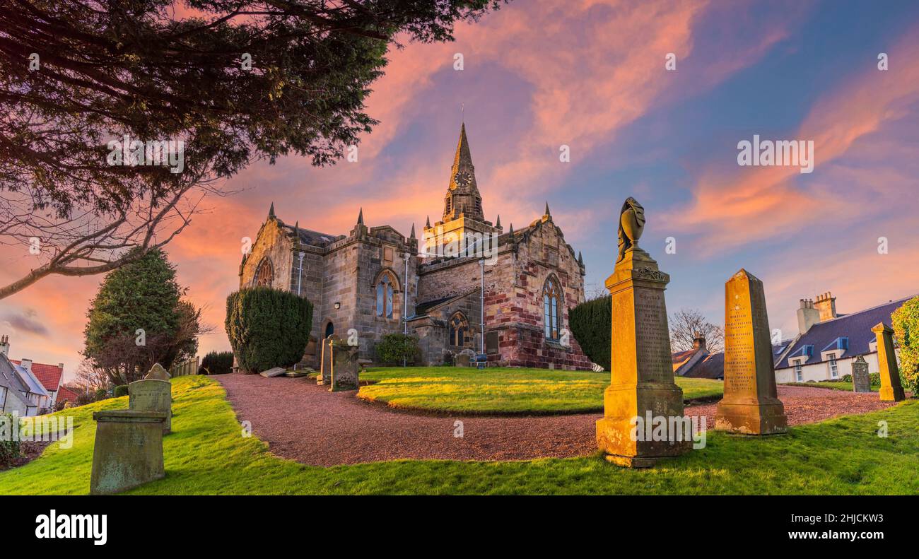 Largo and Newburn Parish Church in the village of Upper Largo in the county of Fife, Scotland, UK Stock Photo