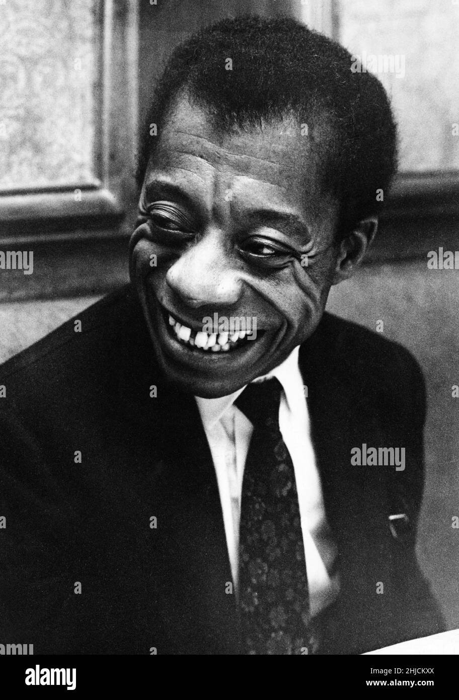 James Baldwin (1924-1987), African-American novelist, essayist, and short story writer, seen here at Brussels Restaurant in New York City, October, 1967. Stock Photo