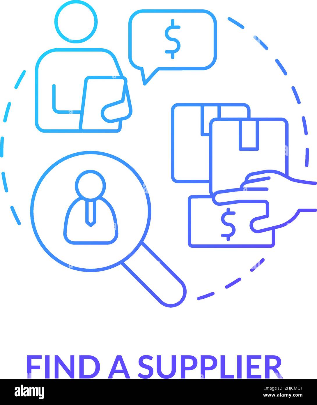 Find supplier blue gradient concept icon Stock Vector