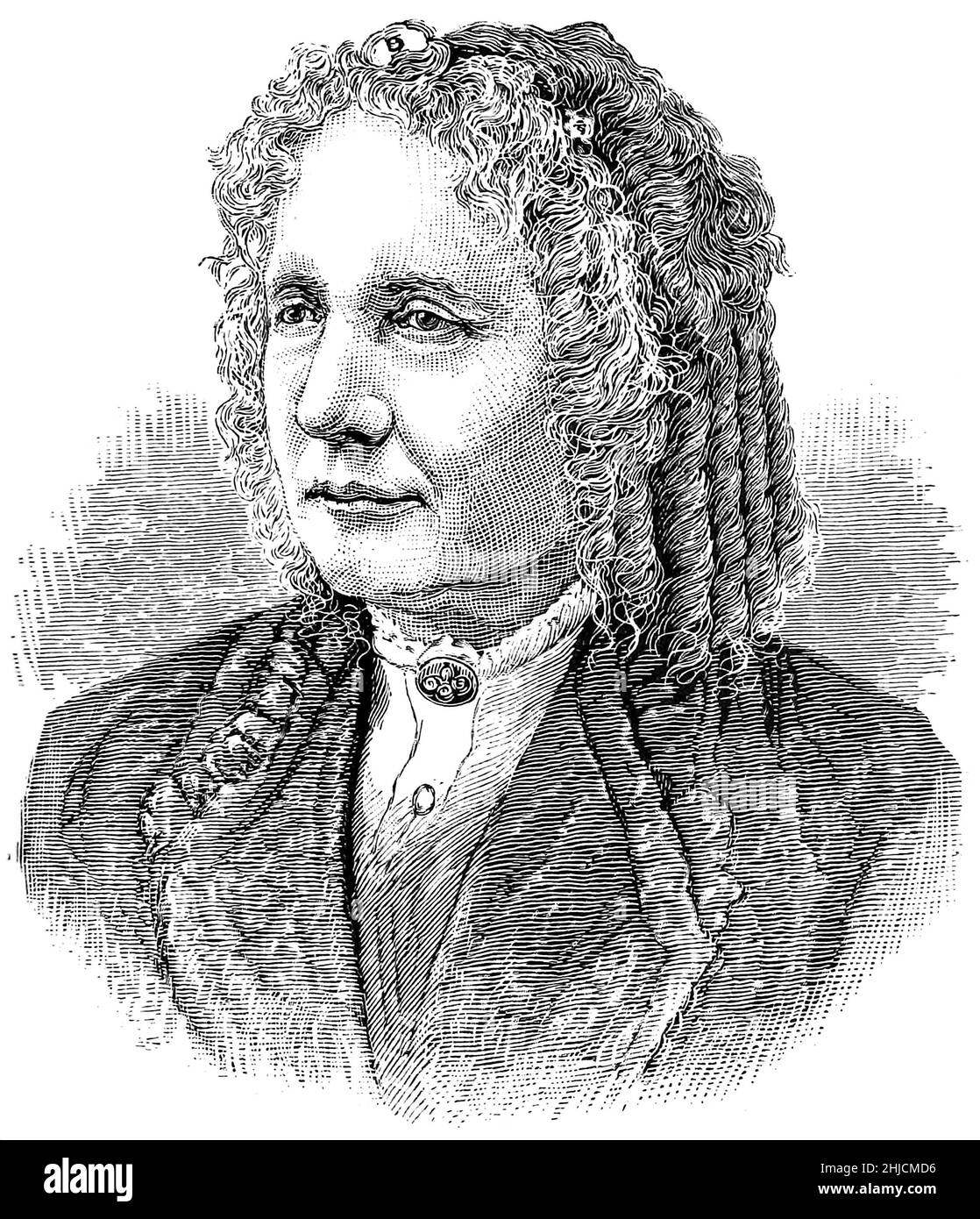 Harriet Beecher Stowe 1(811-1896), American abolitionist and author of Uncle Tom's Cabin (1852). Illustration from 1885 by James Parton. Stock Photo
