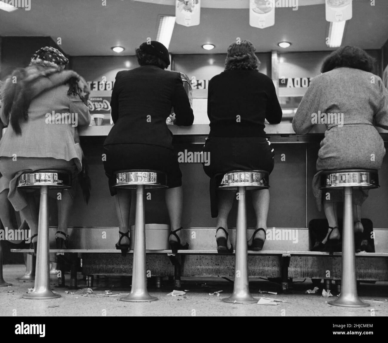 Scene at a diner in New York, 1954. Stock Photo