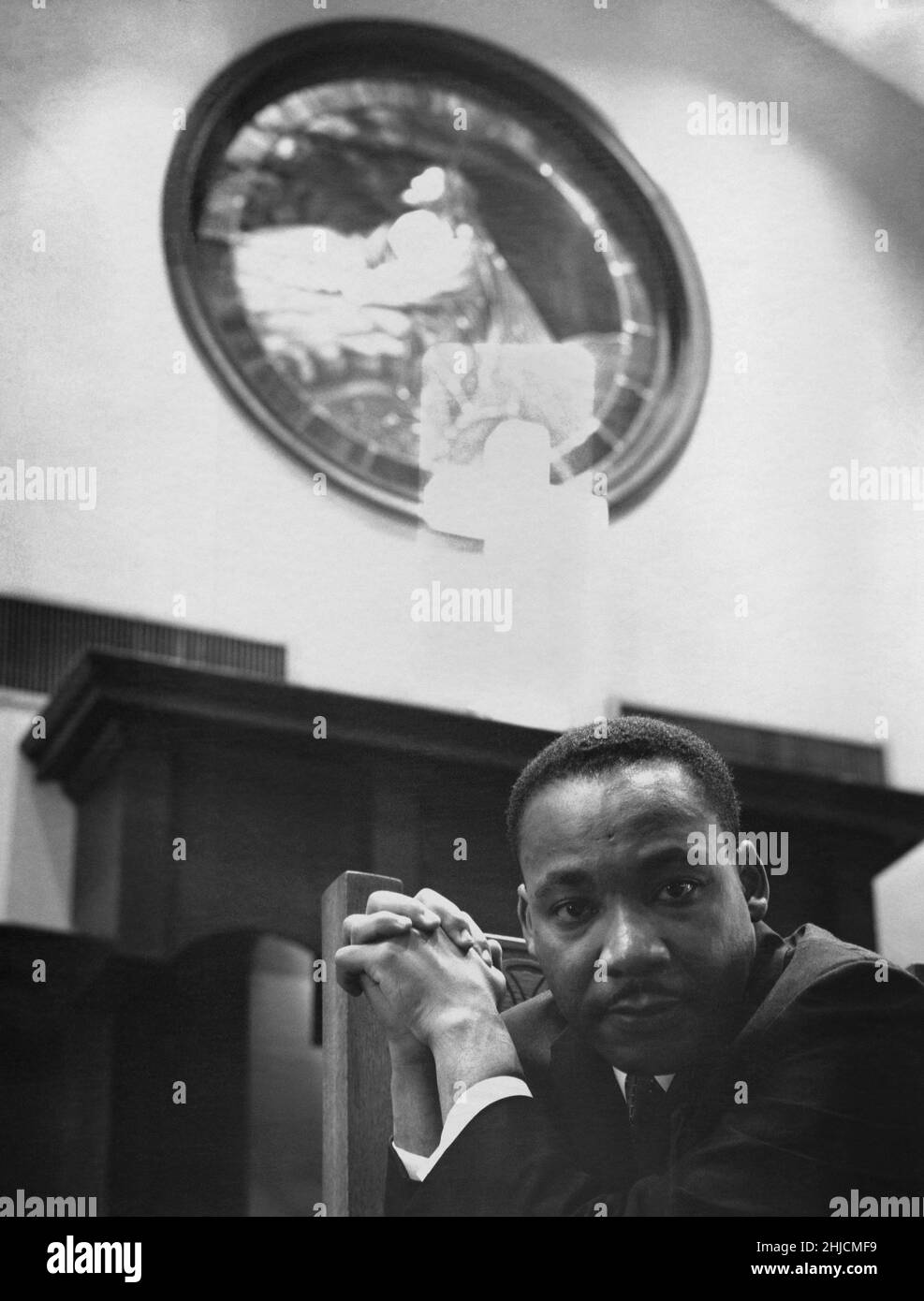 Martin Luther King, Jr. in a church in Atlanta, Georgia, 1968. Martin Luther King, Jr. (January 15, 1929 ‚Äì April 4, 1968) was an American clergyman, activist, and prominent leader of the civil rights movement. He was assassinated on April 4, 1968 in Memphis, Tennessee. Stock Photo