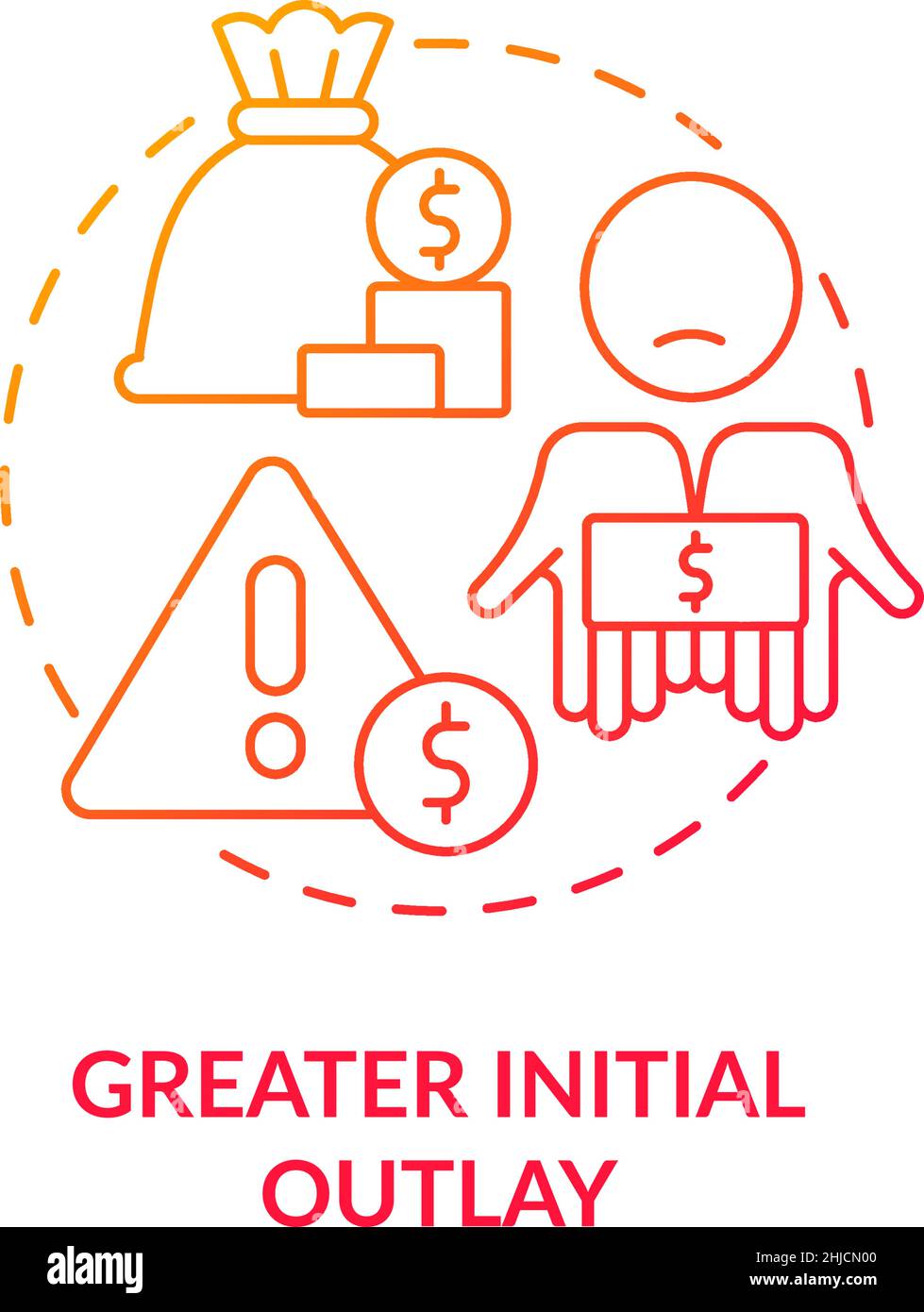 Greater initial outlay red gradient concept icon Stock Vector Image ...