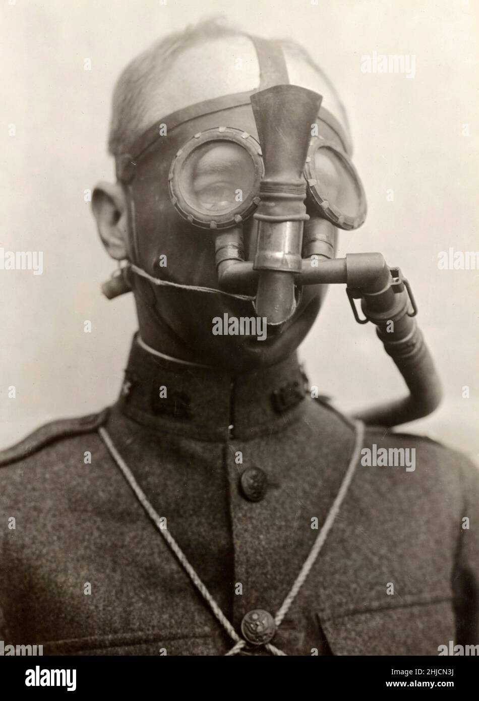 Tissot-type French gas mask from the First World War, 1918. Stock Photo