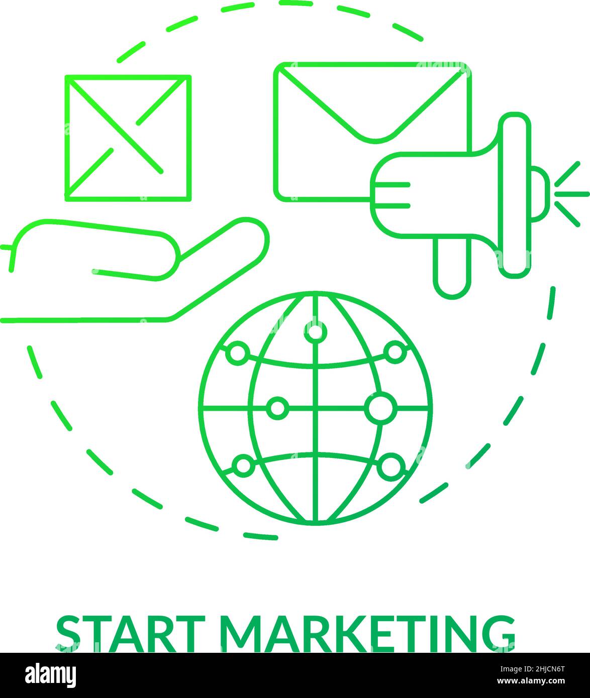 Start marketing green gradient concept icon Stock Vector