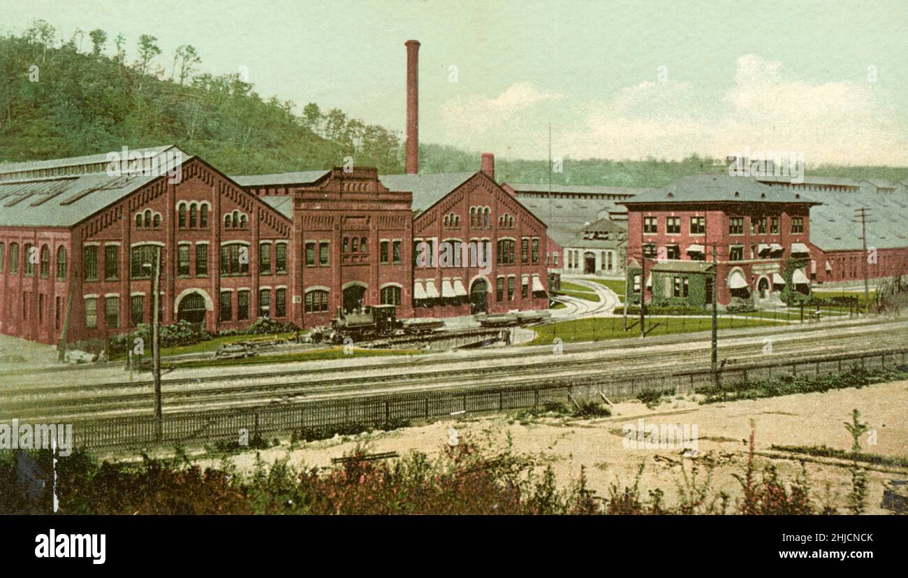 Westinghouse Works, Wilmerding, Pa, USA. Postcard from Detroit Publishing Company, after 1898. Stock Photo