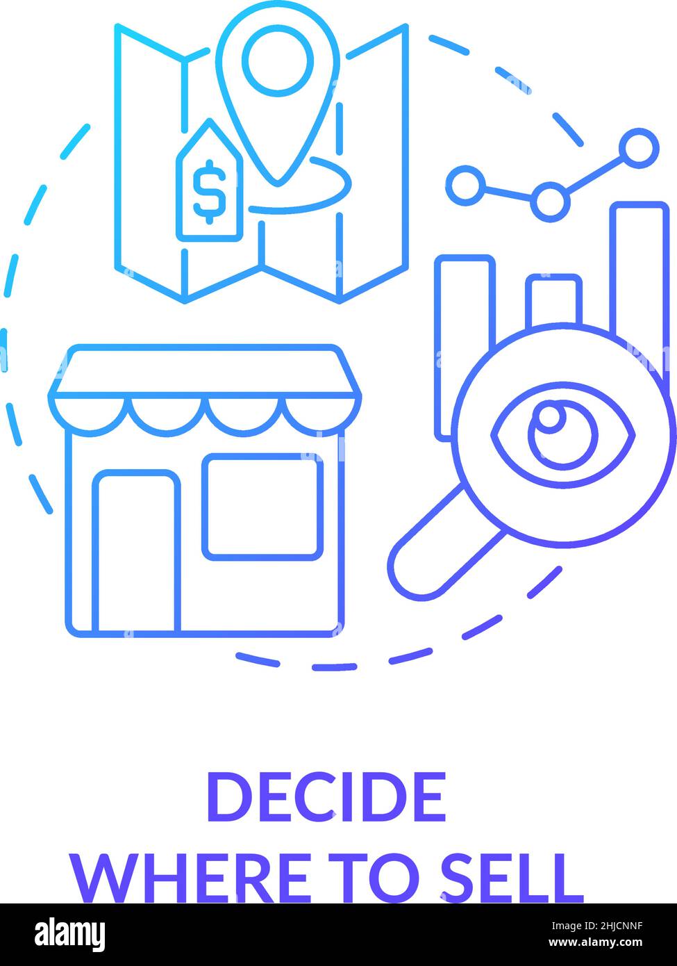 Decide where to sell blue gradient concept icon Stock Vector