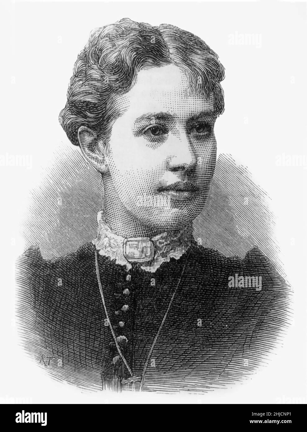 Sofia Vasilyevna Kovalevskaya (1850-1891) was a Russian mathematician, the first woman in Europe to earn a doctorate degree in mathematics. In 1888 she won the Prix Bordin of the French Academy of Science for her groundbreaking paper On the Rotation of a Solid Body about a Fixed Point. In 1889 she was appointed Professor Ordinarius at Stockholm University, another groundbreaking position for a woman. Engraving from The Illustrated London News, 1884. Stock Photo