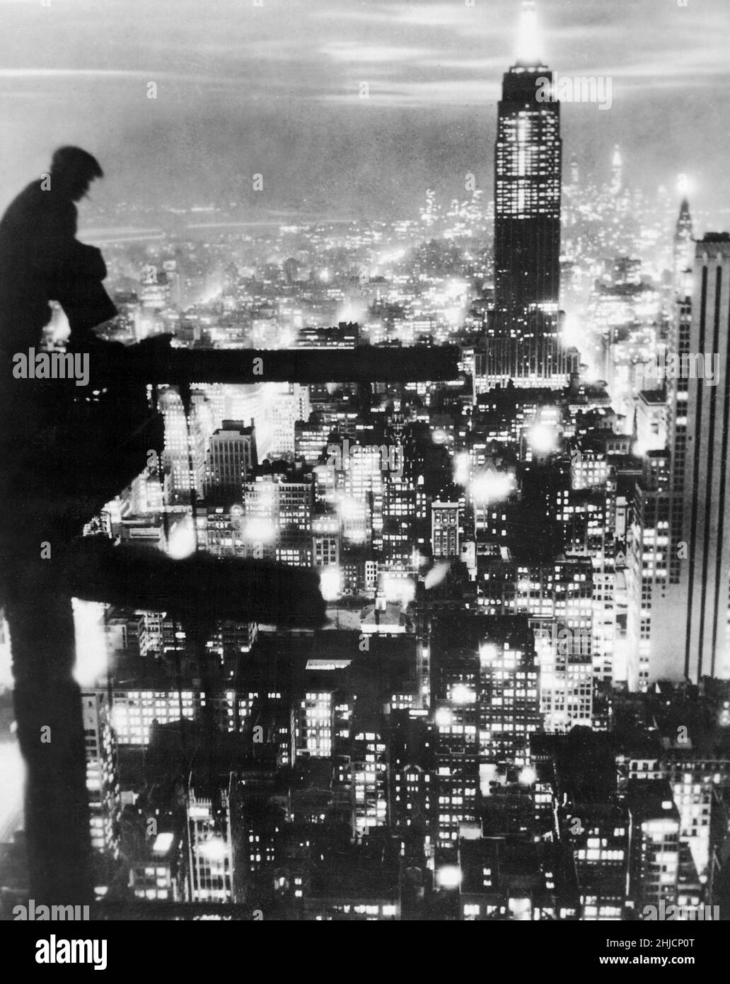 New York City at night, circa 1935. Stock Photo