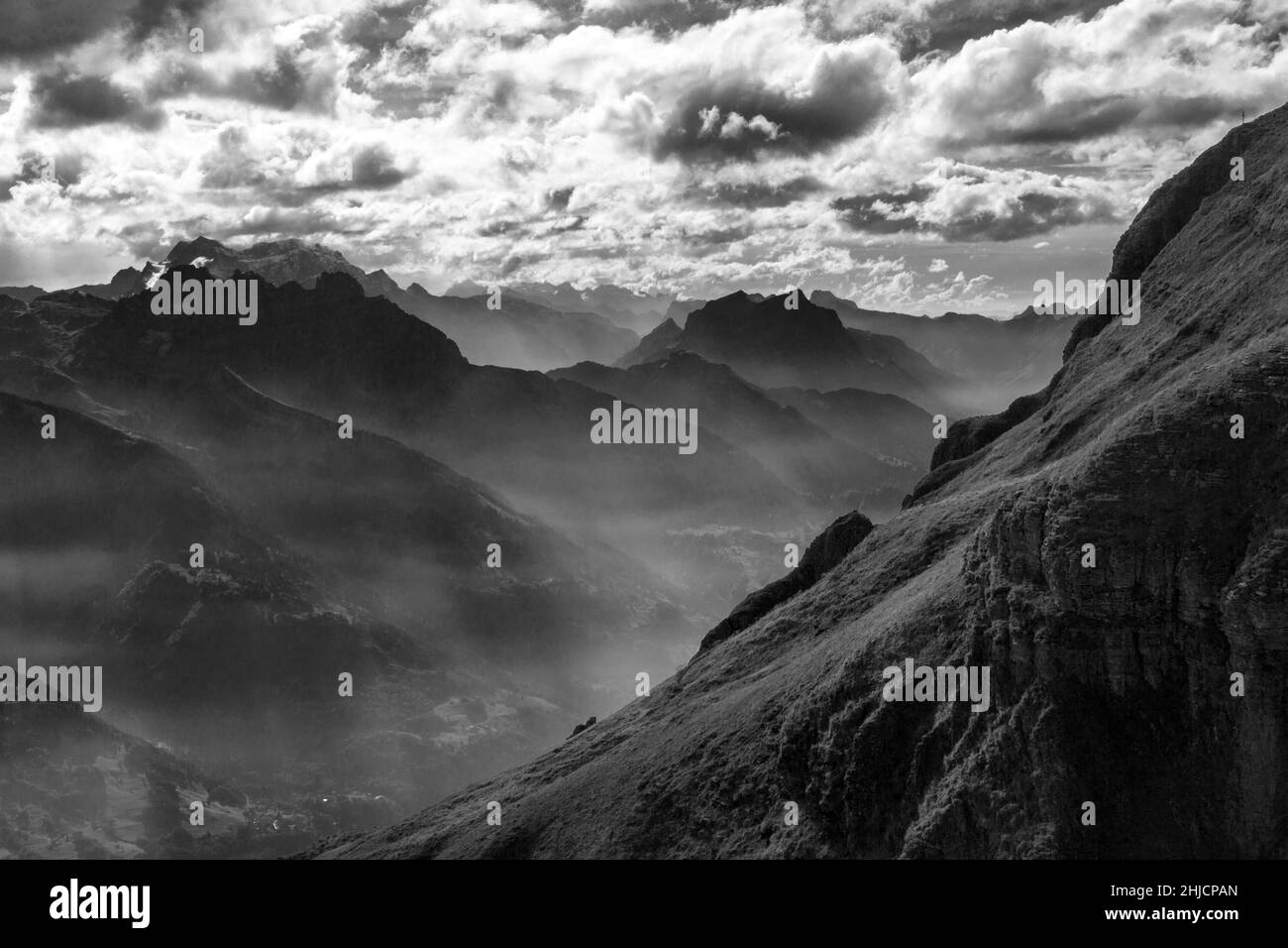 Hiking the swiss alps Black and White Stock Photos & Images - Alamy