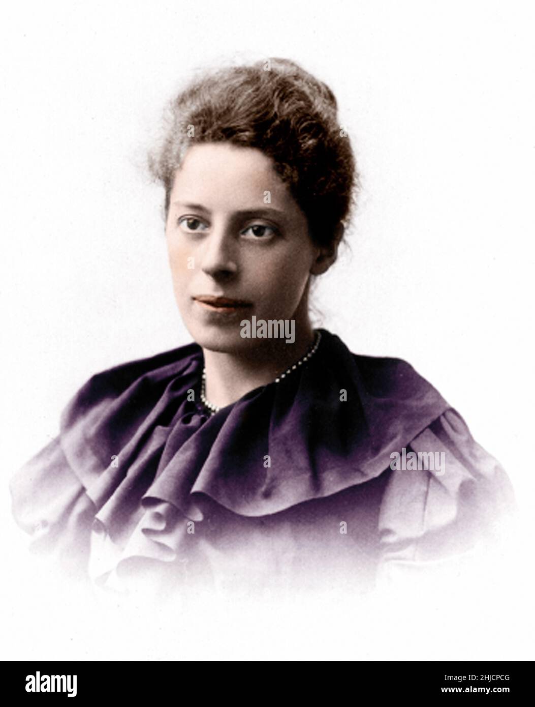 Dorothea Klumpke Roberts, circa 1886. Klumpke (1861-1942) was an American astronomer working in France. She was Director of the Bureau of Measurements at the Paris Observatory and was made a Chevalier de la L√©gion d'Honneur. In 1889, she became the first recipient of the Prix de Dames from the Societie des Astronomique de France. In 1893, she was made an Officier d'Academe of the Paris Academy of Sciences, a first for a woman. Colorized. Stock Photo