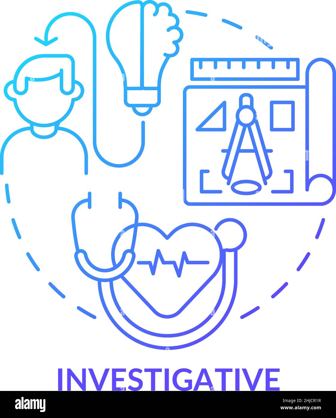 Investigative occupation blue gradient concept icon Stock Vector