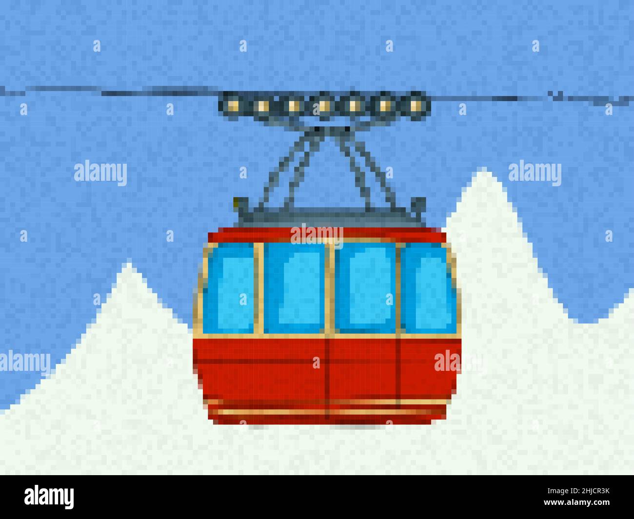 Pixel art cable car, vector illustration Stock Vector