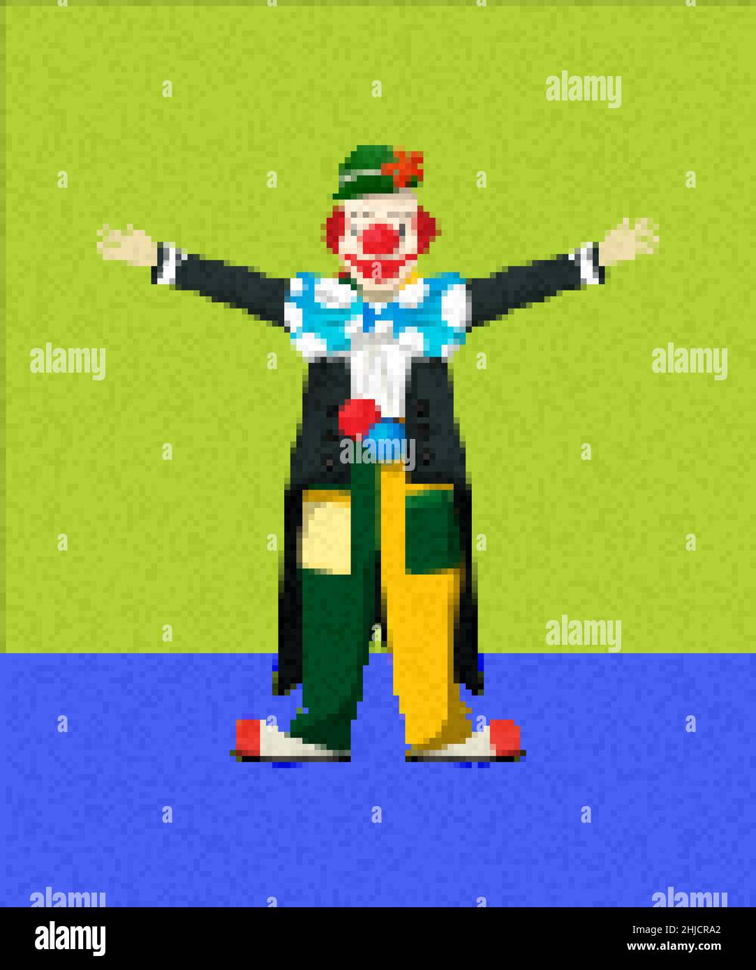 Pixel art clown vector icon Stock Vector