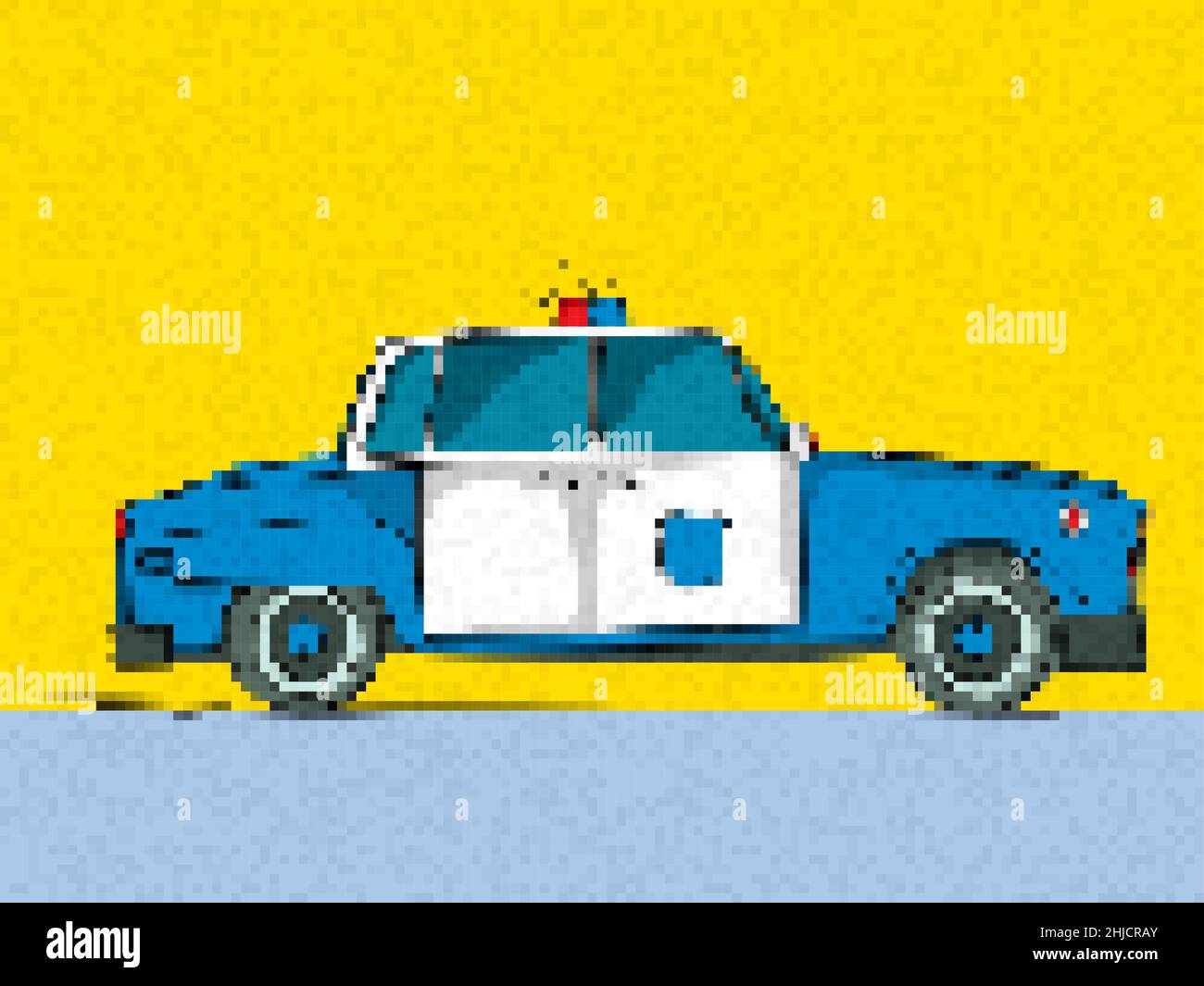 Pixel art police car, vector illustration Stock Vector