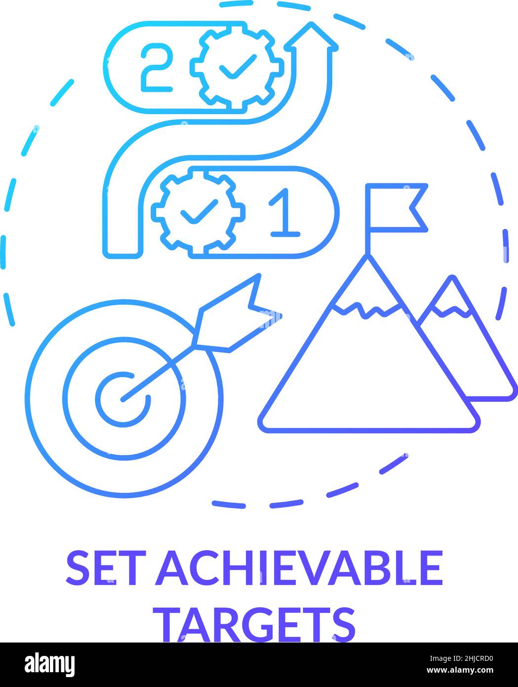 Set achievable targets blue gradient concept icon Stock Vector