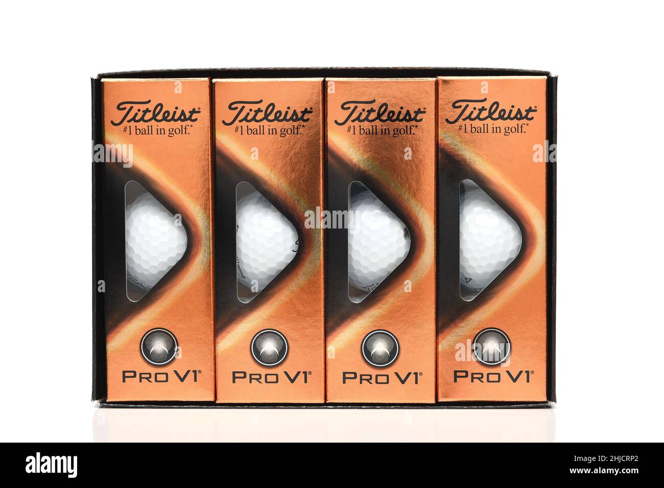 IRVINE, CALIFORNIA - 27 JAN 2022: A package of a dozen Titleist Pro V1 Golf Balls. Stock Photo