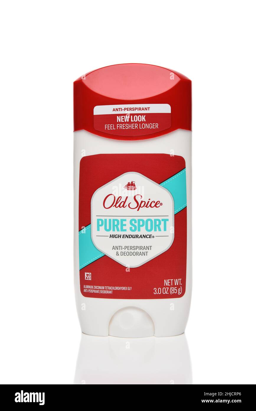 IRVINE, CALIFORNIA - 27 JAN 2022: Old Spice Pure Sport Anti-perspirant and deodorant. Stock Photo