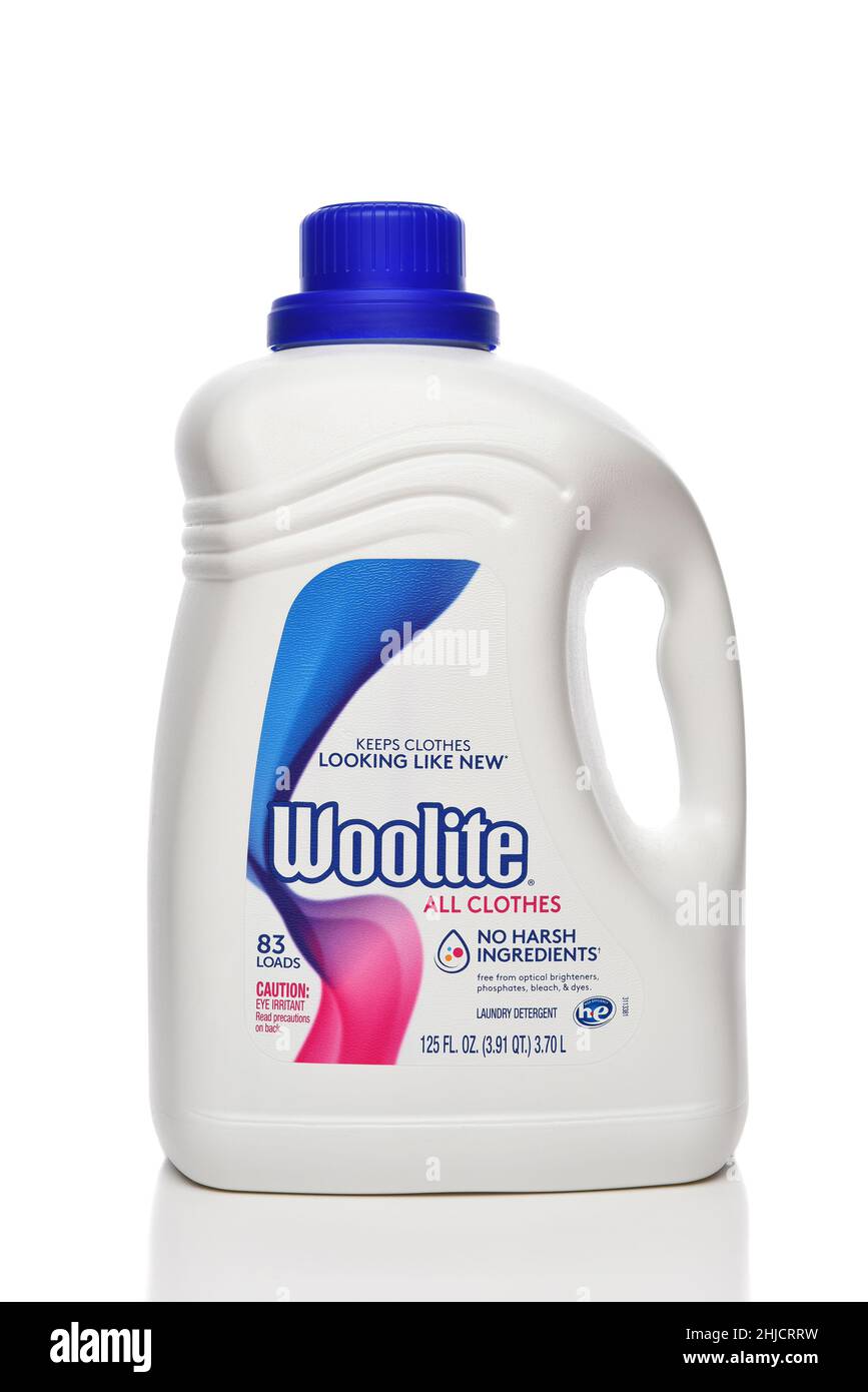 IRVINE, CALIFORNIA - 27 JAN 2022: A bottle of Woolite All Clothes Laundry Detergent. Stock Photo