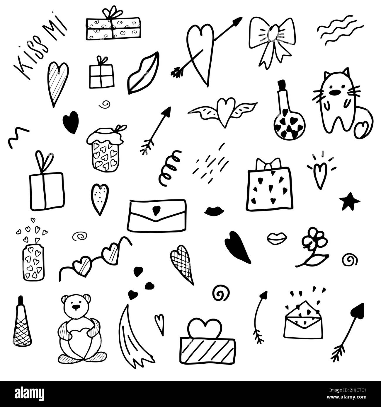 Doodle elements for Valentine s day. Design and printing. Relationships ...