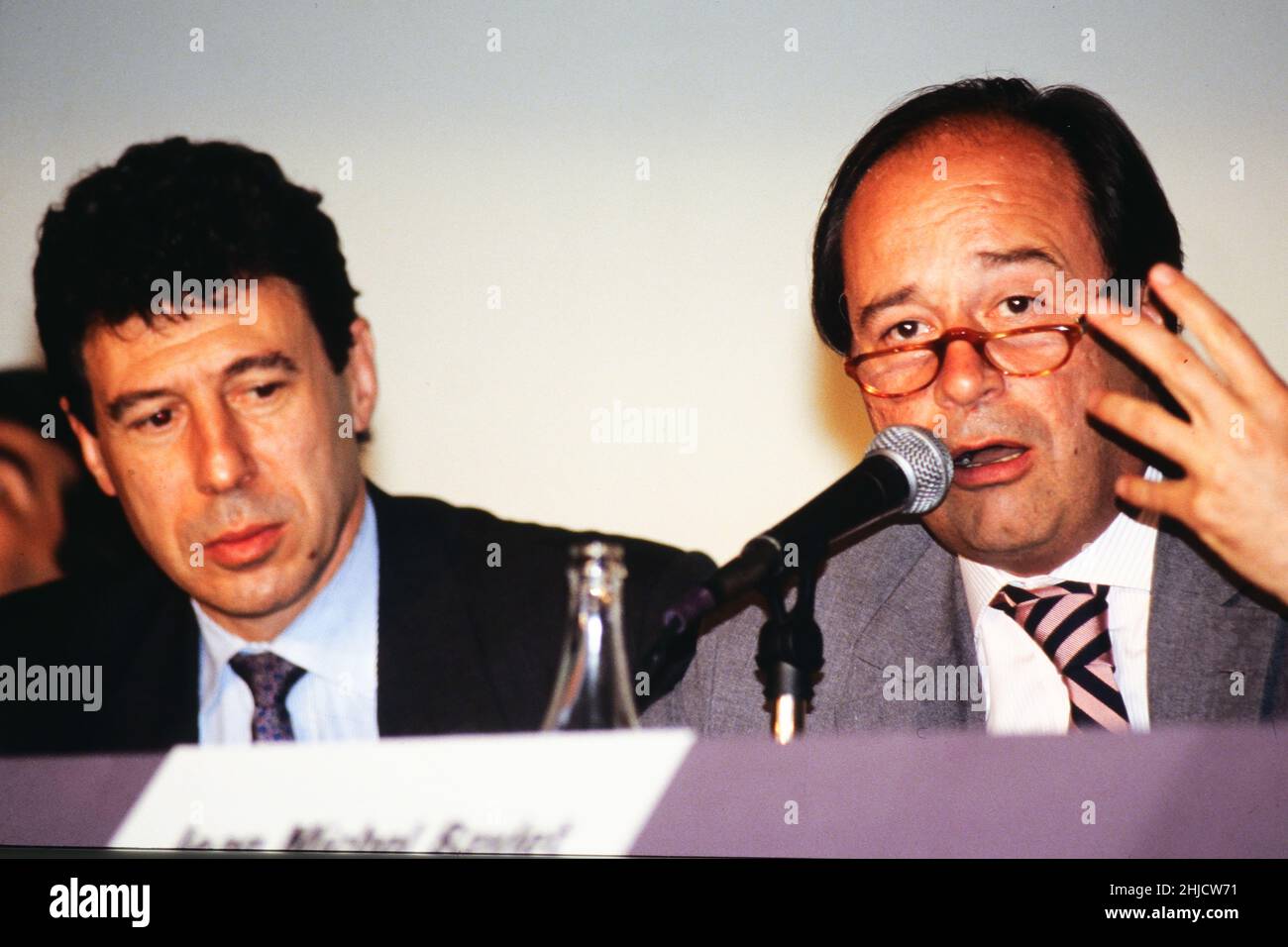 Archives 90ies: Emile Zuccarelli and Jean-Michel Baylet attend National  Congress of MRG (Mouvement des Radicaux de gauche), Lyon, France, 1992  Stock Photo - Alamy