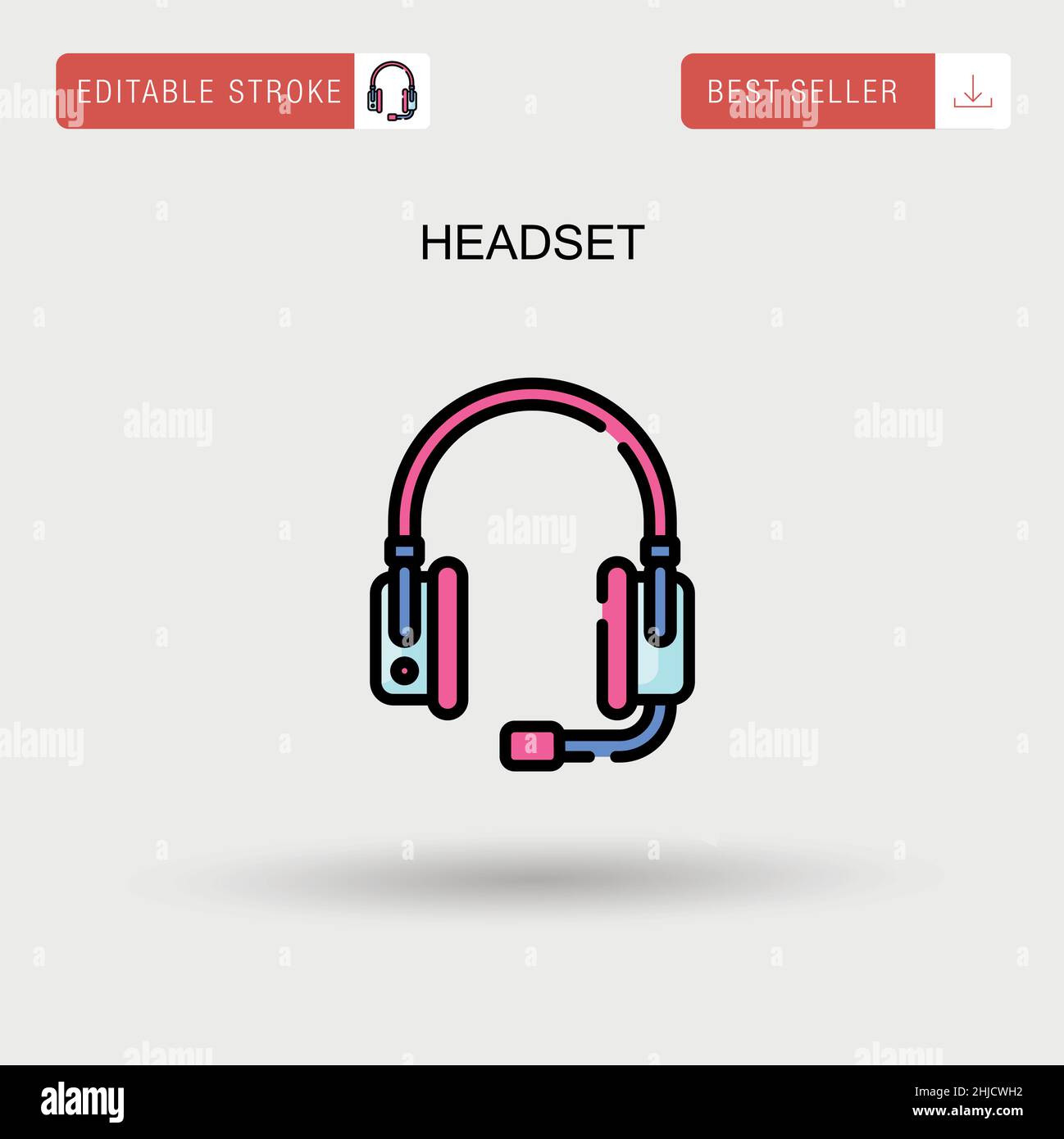 Headset Simple vector icon. Stock Vector