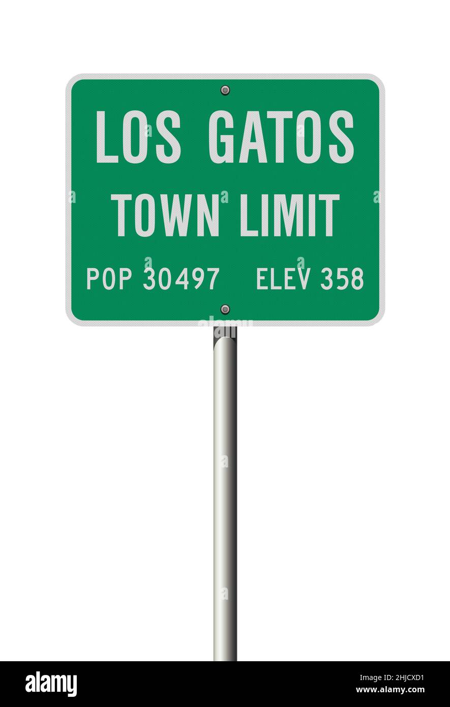 Vector illustration of the Los Gatos Town Limit green road sign on metallic post Stock Vector