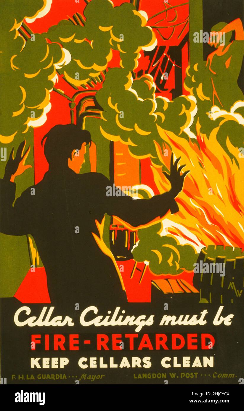 Fire safety poster created by the WPA, 1941-1943. Library of Congress. (Richard B. Levine) Stock Photo